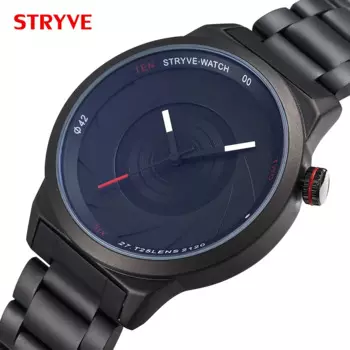 Бренд Stryve 6002, серия фотографов, уникальный стиль камеры, классические черные водонепроницаемые Роскошные мужские наручные часы из нержавеющей стали