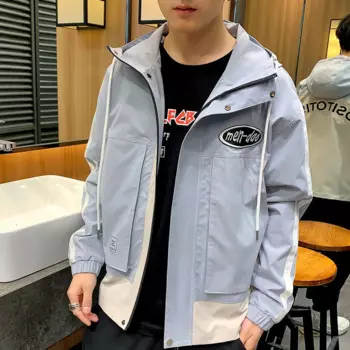 Брендовая Осенняя Повседневная Длинная Куртка с отложным воротником, приталенный красивый удобный дизайн, пальто на молнии для студентов, Мужская модная универсальная куртка с капюшоном и карманами