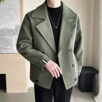 Брендовое мужское шерстяное пальто, зимнее толстое теплое полушерстяное пальто, модная однотонная свободная повседневная деловая куртка, верхняя мужская одежда