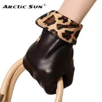 Брендовые перчатки из натуральной кожи, Модные леопардовые женские перчатки из овечьей кожи, осенне-зимние Бархатные Элегантные женские перчатки L127NC