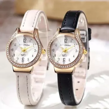 Брендовые женские кварцевые наручные часы, модные и универсальные часы для женщин, роскошные подарочные часы с кожаным ремешком, дропшиппинг, часы