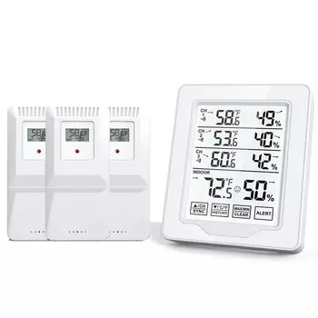easyover Беспроводной цифровой термогигрометр с 3 датчиками