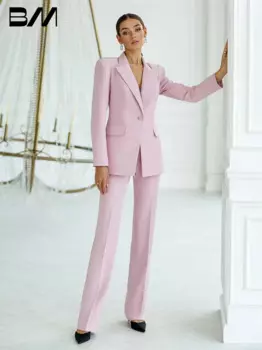 BRLMALL-2-Piece Офисный костюм для женщин, брючные костюмы, официальные случаи, деловые костюмы, гость на свадьбе, весна, лето, 2024 г.