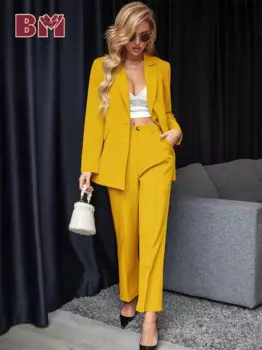 BRLMALL-2 шт. классический женский костюм с зубцами, элегантный однотонный женский костюм, формальный женский офисный костюм для банкета, свадьбы