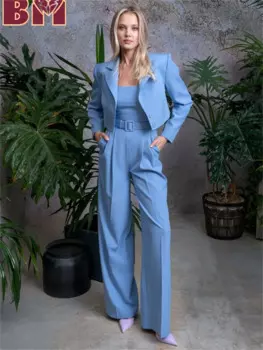 BRLMALL-2 шт. модный женский костюм, комплект, куртка, брюки, очаровательный однотонный женский костюм, формальный женский офисный костюм на свадьбу