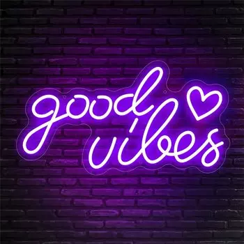 BROCHAO Неоновая вывеска Good Vibes Розовая