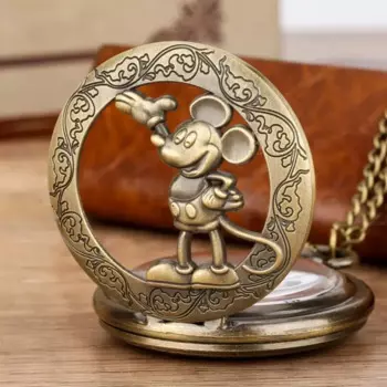 Бронзовые часы в стиле аниме, комикс, Мультяшные кварцевые карманные часы, подвеска-брелок с ожерельем 80 см/цепочкой с крючком на талию 30 см, антикварные часы для мужчин