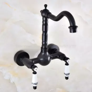 Бронзовый Смеситель для раковины с масляным напылением для ванной комнаты, кухонный смеситель, настенный кран с поворотным носиком, смеситель для раковины znf860