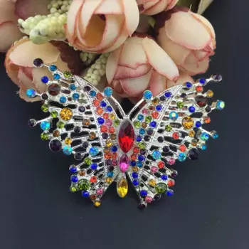 Брошь в виде бабочки Swallowtail, разноцветная искусственная кожа-тон