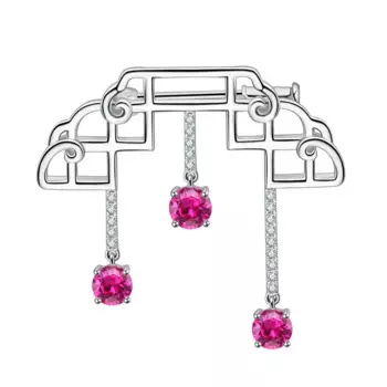 Брошь женская из серебра 925 пробы с рубином