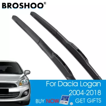 Щетки стеклоочистителя BROSHOO из натурального каучука для автомобилей Dacia Logan 1, 2, подходит для стандартного крюка/байонетного рычага модельного года с 2004 по 2018 год