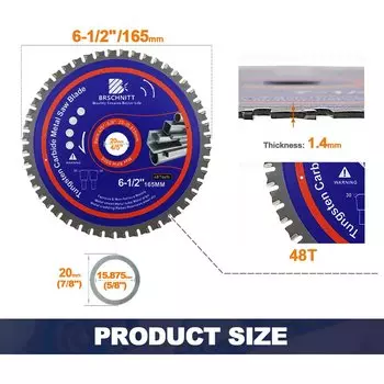 BRSCHNITT 1 шт. режущий диск для железа, пильное полотно из сплава, диаметр 165/184 мм для резки железной стали, арматуры, плоской циркулярной пилы для резки стали