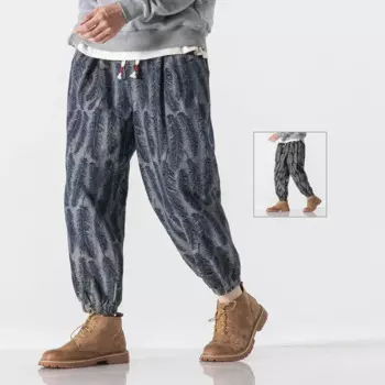 Брюки-багги из джинсовой ткани, с перьями