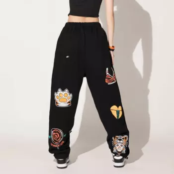 Брюки для современных танцев с вышивкой тигра, женские брюки на шнуровке в стиле хип-хоп, для бара, ночного клуба, DJ DS, джазовые танцевальные костюмы, сценический наряд XS4396