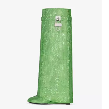 Брюки до колена с блестящим верхом и металлическим замком со стразами, брендовые дизайнерские женские зимние сапоги для вечеринок на танкетке