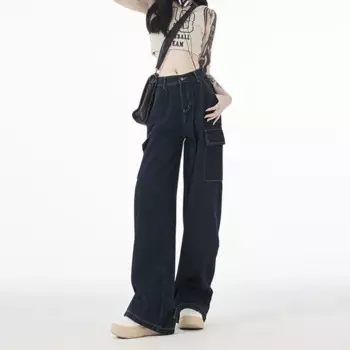Брюки-карго для женщин, джинсы, винтажные уличные мешковатые джинсы, женская одежда, повседневные джинсы с широкими штанинами и высокой талией, женские брюки