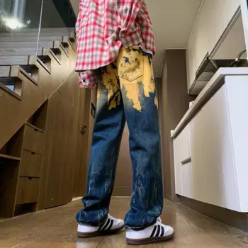 Брюки-карго мужские джинсовые в стиле хип-хоп