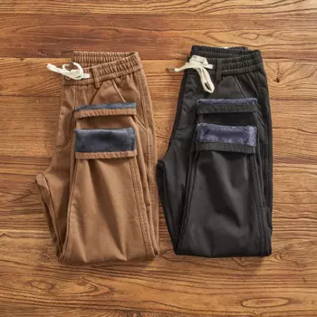 Брюки-карго мужские флисовые, на осень и зиму