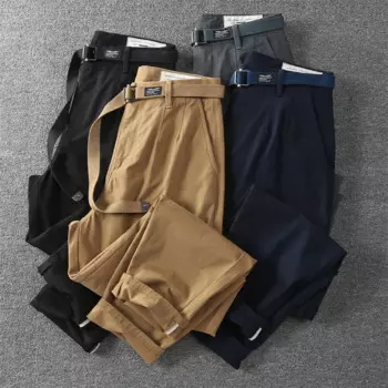 Брюки-карго мужские из 97% хлопка, с поясом