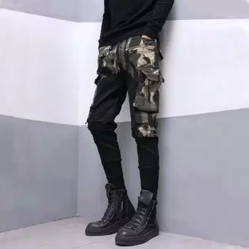 Брюки-карго мужские камуфляжные в стиле хип-хоп
