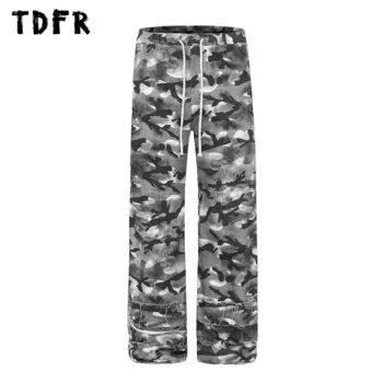 Брюки-карго мужские прямые с поясом на резинке