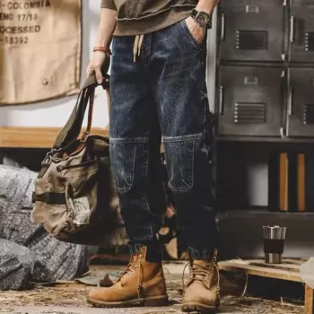 Брюки-карго мужские с кулиской, х/б, до щиколотки