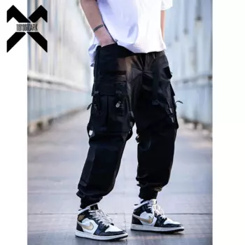 Брюки-карго тактические, с лентами, черные