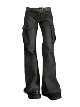 Брюки-карго в стиле ретро, с завышенной талией