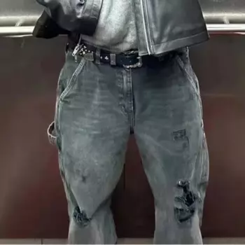 Брюки-карго Y2k мужские с эффектом потертости