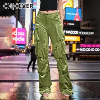 Брюки-карго женские с высокой талией, на пуговицах