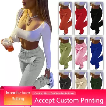 Брюки-карго женские трикотажные с завышенной талией