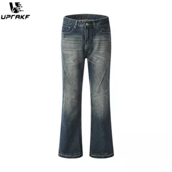 Брюки-клеш из денима с карманами, голубые