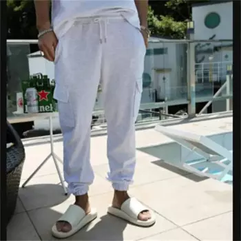 Брюки мужские однотонные с поясом на подоле, х/б