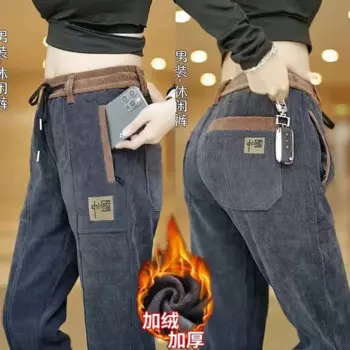 Брюки мужские вельветовые с флисовой подкладкой, джоггеры, спортивные мешковатые штаны, уличная одежда в стиле хип-хоп, спортивные брюки-карго, винтажные штаны, Осень-зима