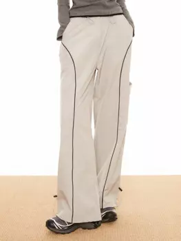 Брюки спортивные в полоску, с поясом на резинке