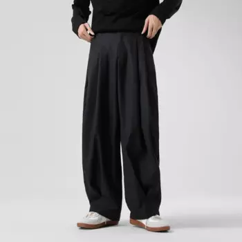 Брюки-султанки мужские свободного покроя, модная повседневная Уличная одежда в японском и корейском стиле, темно-черные брюки с широкими штанинами, брюки-султанки
