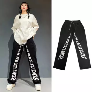 Брюки танцевальные женские черные в стиле хип-хоп