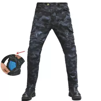 Брюки Volero для езды на мотоцикле, прямые свободные защитные джинсы, камуфляжные синие рыцарские повседневные велосипедные брюки с медленными накладками для отскока
