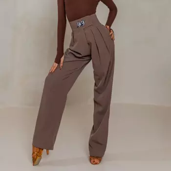 Брюки женские для латиноамериканских танцев, тренировочные штаны для взрослых, брюки с широкими штанинами и высокой талией, DWY8378