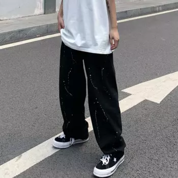 Брюки женские и мужские джинсовые в стиле хип-хоп