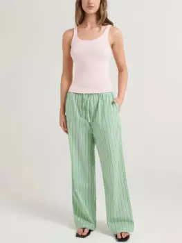 Брюки женские полосатые с широкими штанинами и эластичным поясом, свободные повседневные штаны для сна, Джоггеры для отдыха и спорта, уличная одежда, Y2K