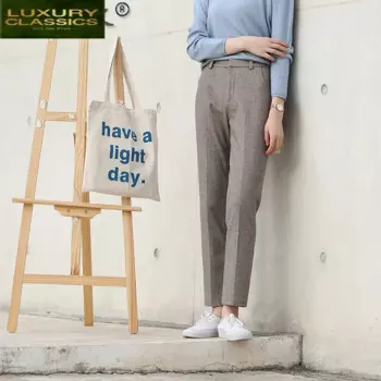 Брюки женские прямые до щиколотки, на осень/зиму, 73