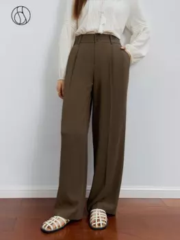 Брюки женские прямые с завышенной талией, на осень