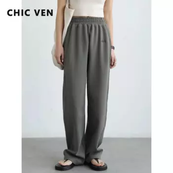 Брюки женские с эластичным поясом, х/б, прямые