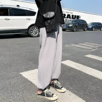 Брюки женские с широкими штанинами, прямые свободные универсальные штаны с завышенной талией, тонкие драпированные брюки с драпировкой, лето