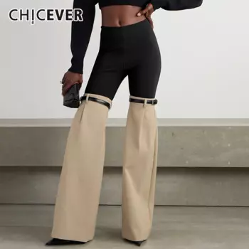 Брюки женские с высокой талией, в стиле пэчворк