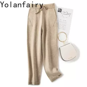 Брюки женские шерстяные с завышенной талией, Zjt1379