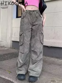 Брюки женские свободные на пуговицах, с карманами