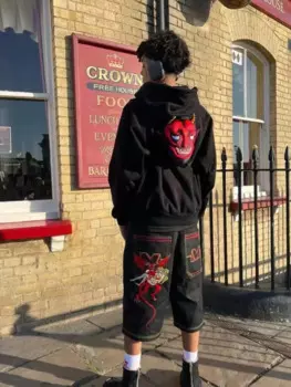 Брюки женские в стиле хип-хоп с графической вышивкой