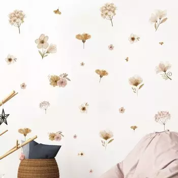 BRUP Мультяшные цветочные наклейки для стен из ПВХ